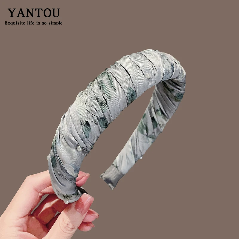 韩系浅色布艺斜纹宽边发箍女2025新款头箍高颅顶百搭洗脸时尚发卡