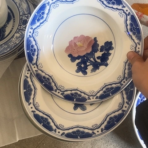 其他瓷8寸手绘深盘两个