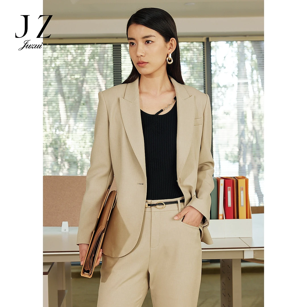 JZ玖姿JWFC40207商场同款经典OL通勤风精裁西装外套女2025春新款