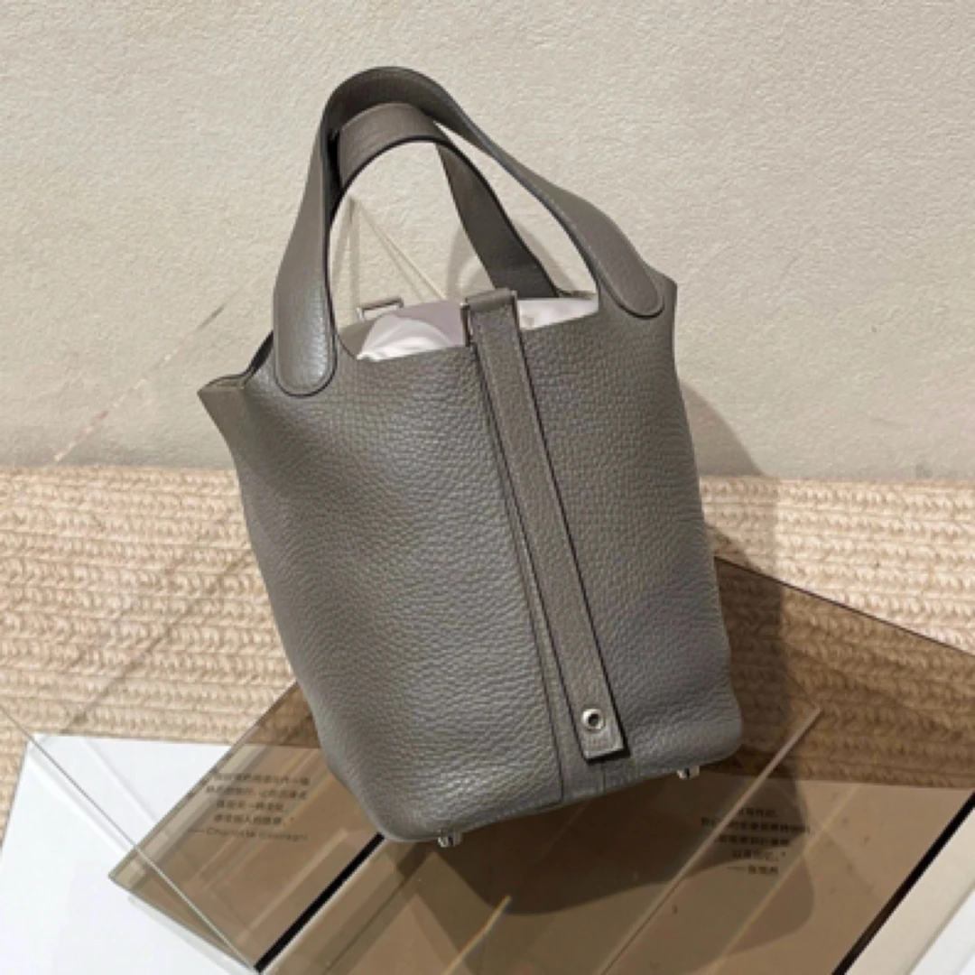 99新 Hermes/爱马仕 锡器灰银扣菜篮子18 A刻两把钥匙锁