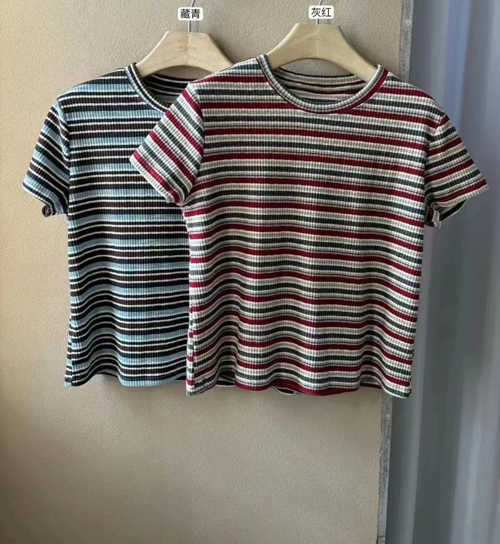 夏季条纹显瘦短袖T恤女