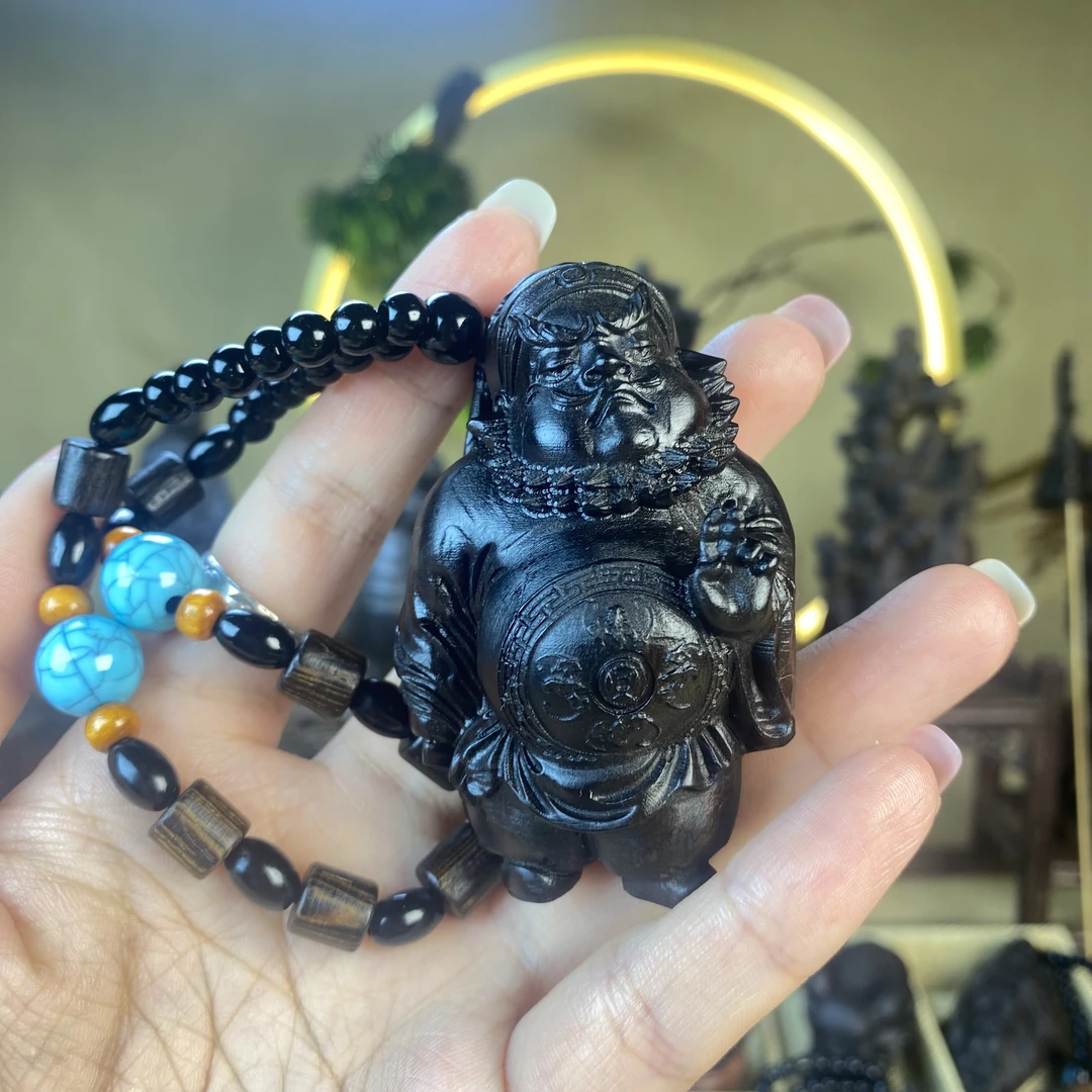 钟馗手把件木质文玩赠送手把绳