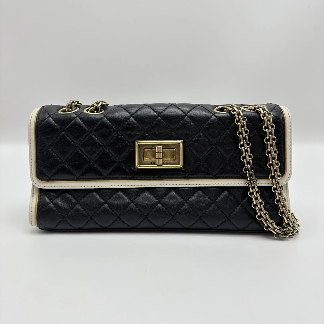95新 Chanel/香奈儿 黑金2.55单肩斜挎法棍包 42694