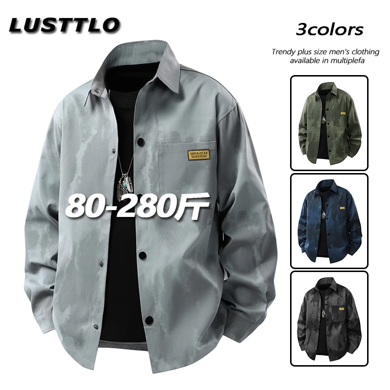 扎染翻领衬衫男士百搭休闲潮流衬衣春季新款宽松大码长袖寸衫外套