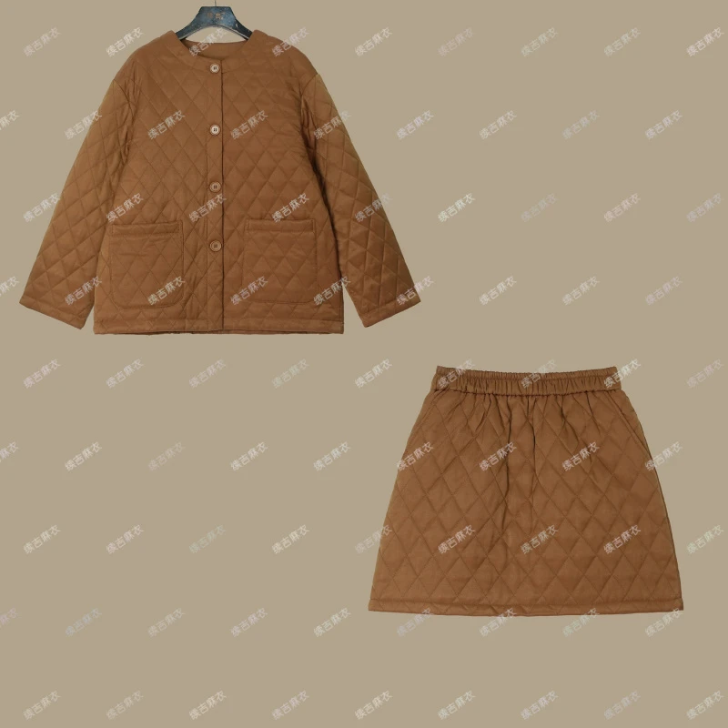 原创设计24-2150【开开心心】短款休闲加厚圆领上衣加短裙套装