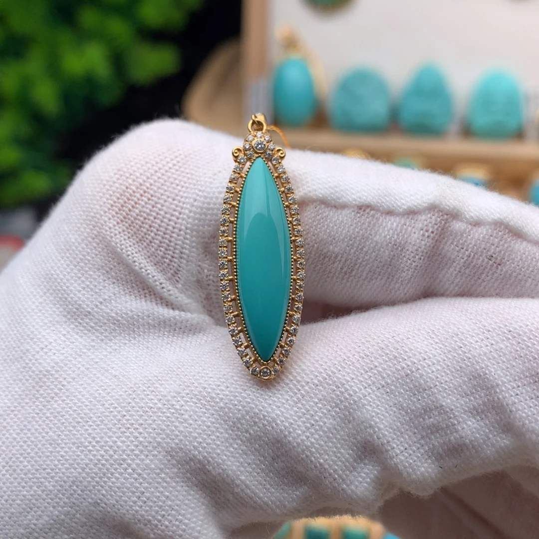 绿松石珠宝奇石18K金镶嵌