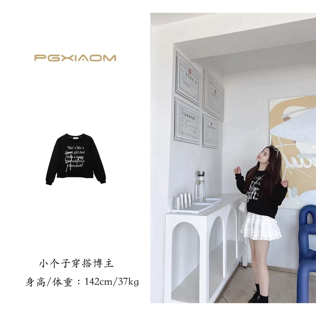 【PGXIAOM】润秀定制黑色蝴蝶结镂空卫衣WY2961