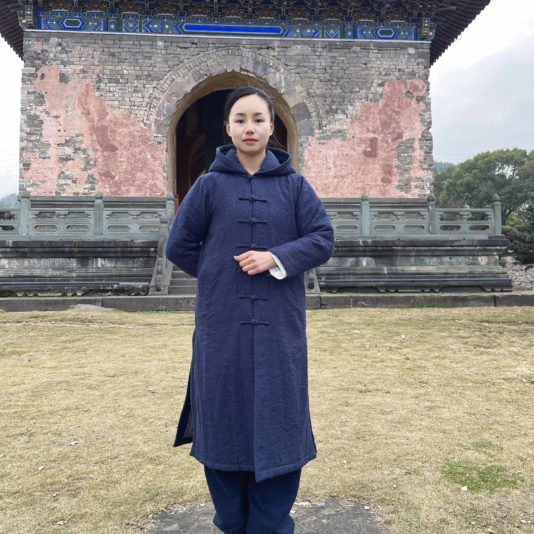 武当山对襟一字扣中袍套装道服太极服加棉中式国风男女款套装