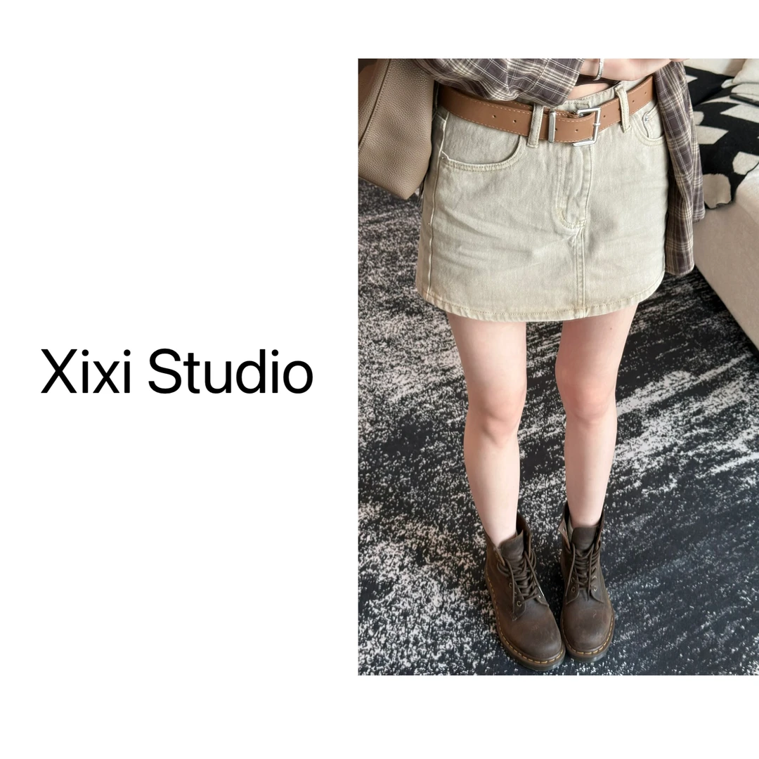 【西西】夏季浅色复古牛仔半裙