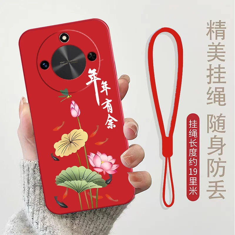 适用荣耀X60手机壳BRC-AN00男新年款全包边软壳防摔女新款红色潮