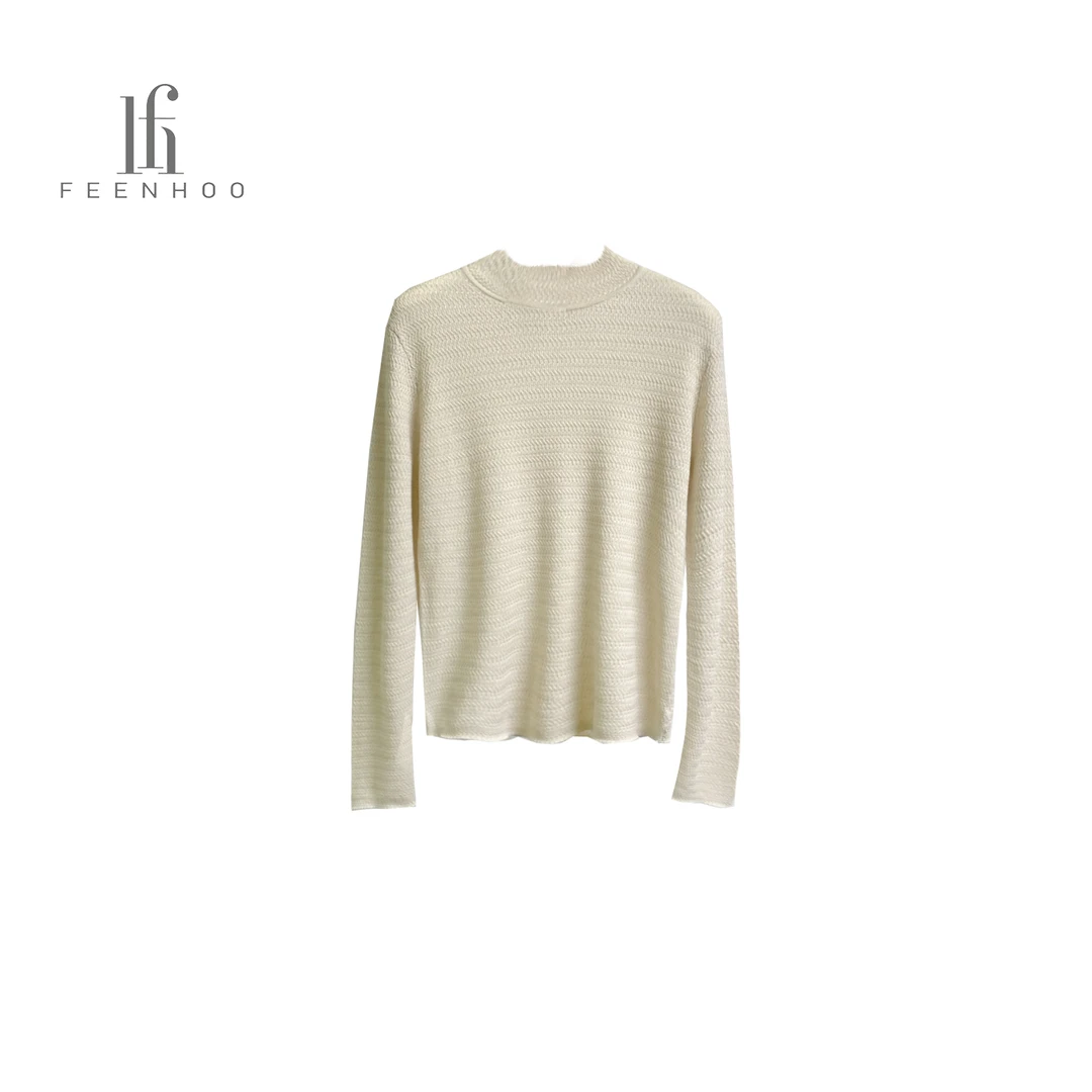 粉和长袖女士领圆领衫简约针织衫55ZX5300