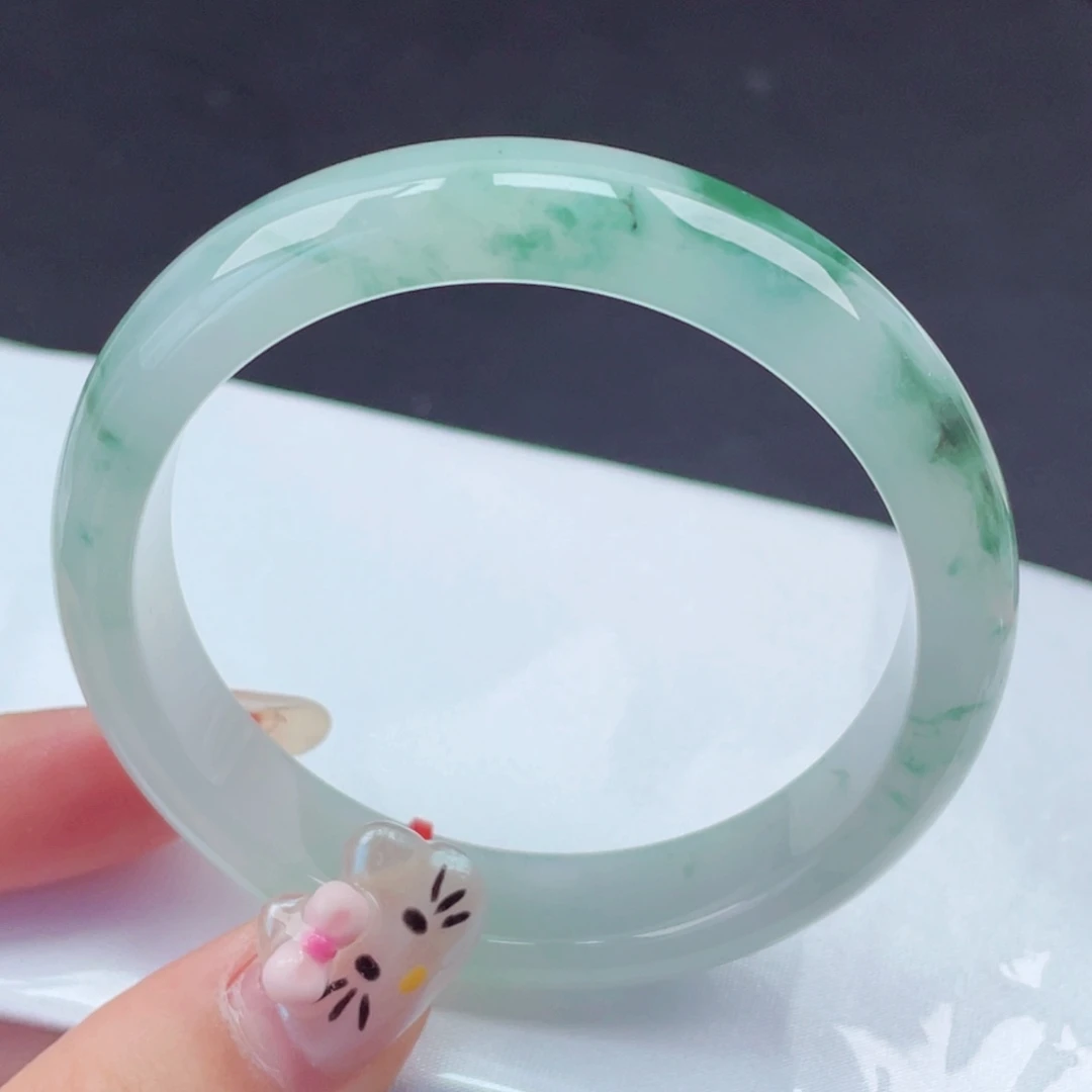 翡翠未镶嵌手镯5455圈口