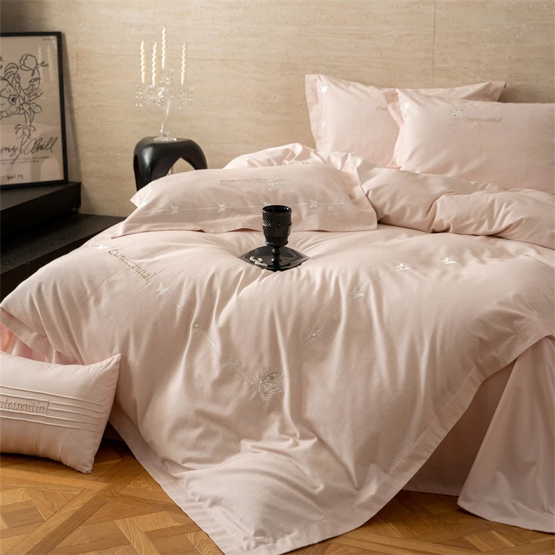 2025新款A类高精密全棉磨毛刺绣四件套高级感纯棉加厚保暖秋冬季