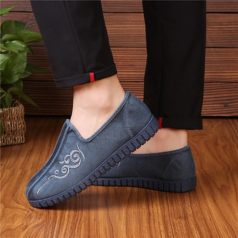 老北京布鞋男单鞋帆布男鞋春秋透气中国风中老年爸爸鞋防滑一脚蹬