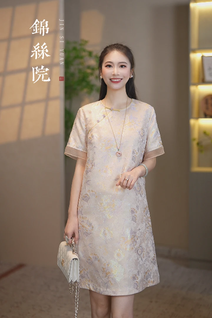 锦丝院【螺钿·倾国倾城】桑蚕丝宋锦花萝时尚轻奢上衣LYQX67182011