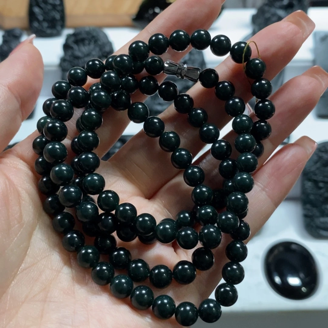 流***2翡翠未镶嵌颈饰天然缅甸墨翠A货