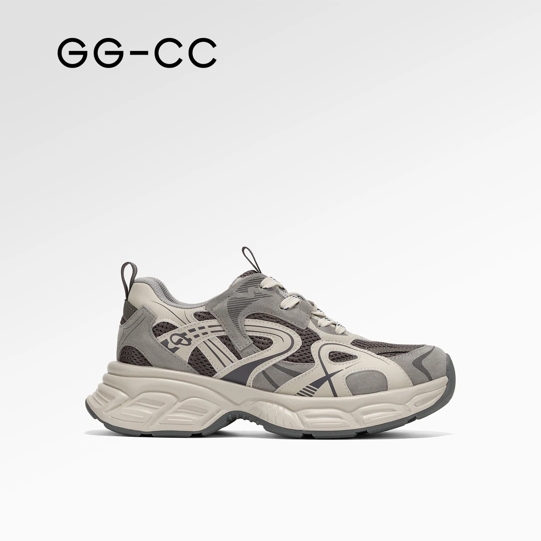GG-CC2025年春季双色系带时尚休闲厚底板鞋8773
