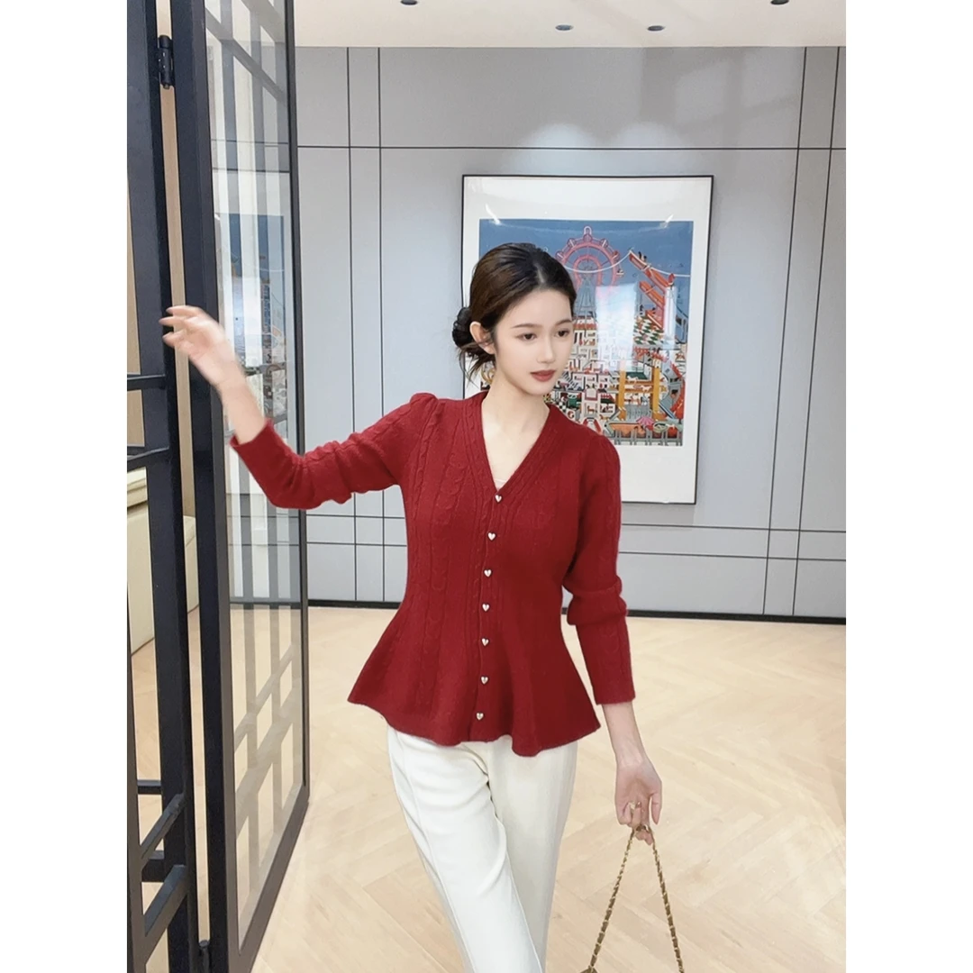 ZLeays林小允-织暖-V领长袖毛衫XMXY709