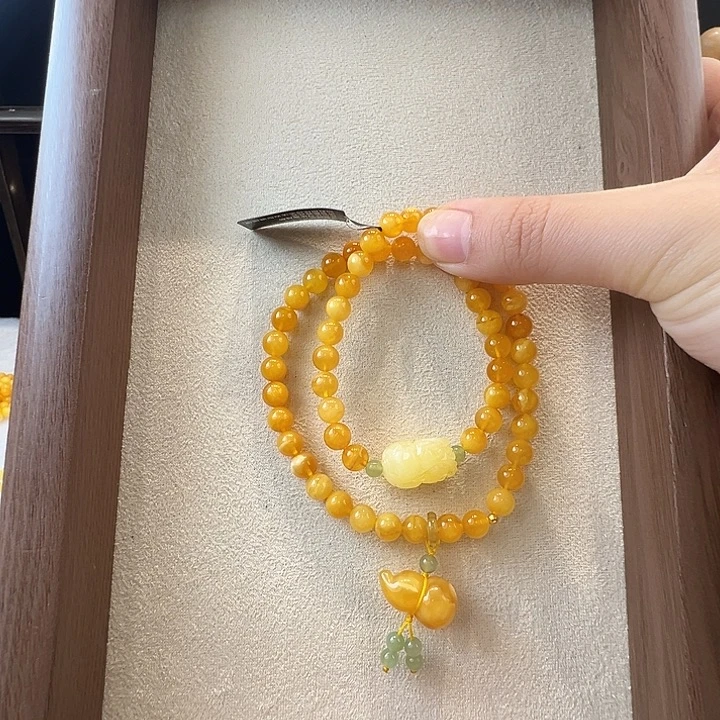 蜜蜡未镶嵌手链6.2mm蜜蜡手串