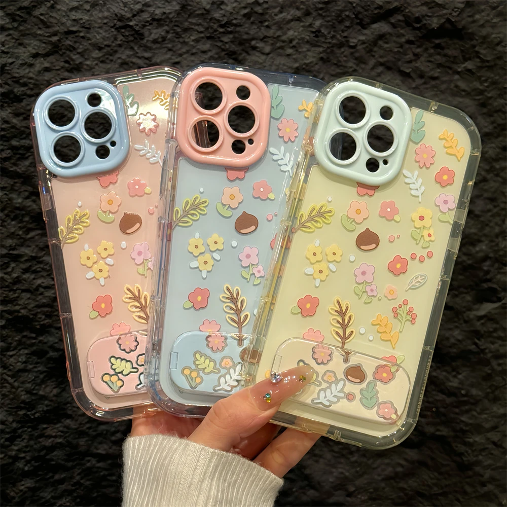 春日小花适用苹果16pro手机壳iPhone15果冻奶油华为p简约女小米15