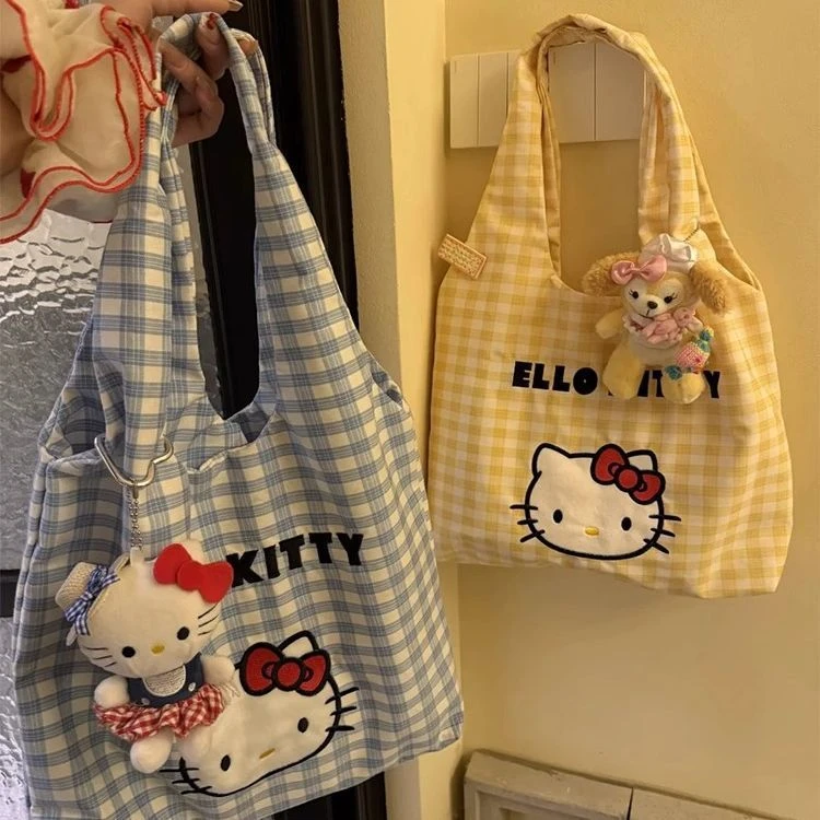 可爱凯蒂猫少女心大容量手提包便携包高颜值百搭卡通帆布包购物袋