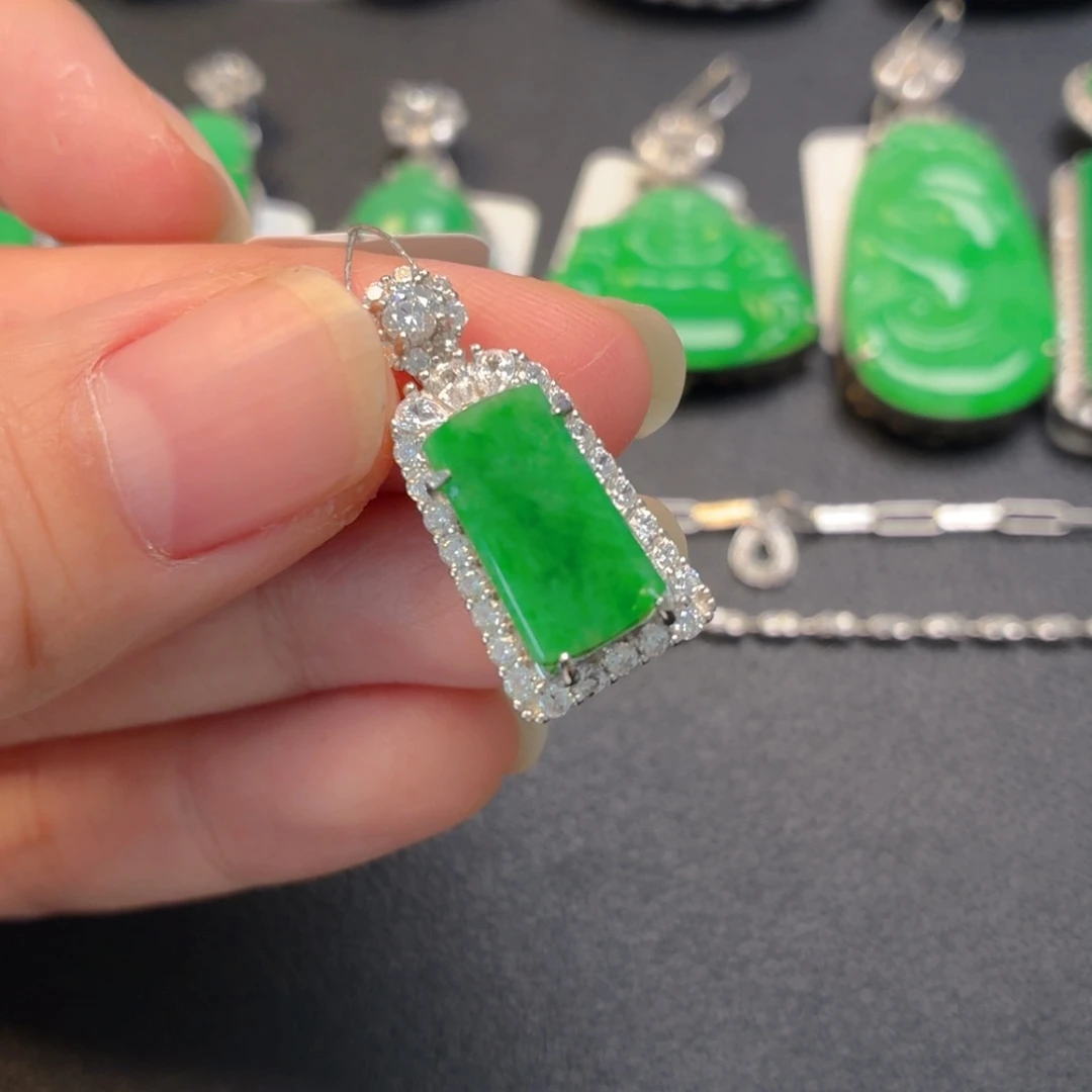 翡翠银S925镶嵌吊坠(不含链)