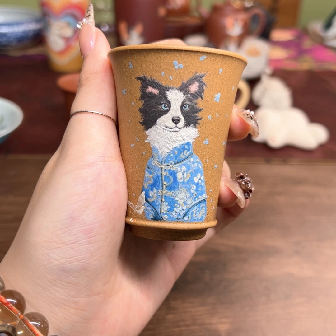 紫砂茶杯边牧旗袍 65ml