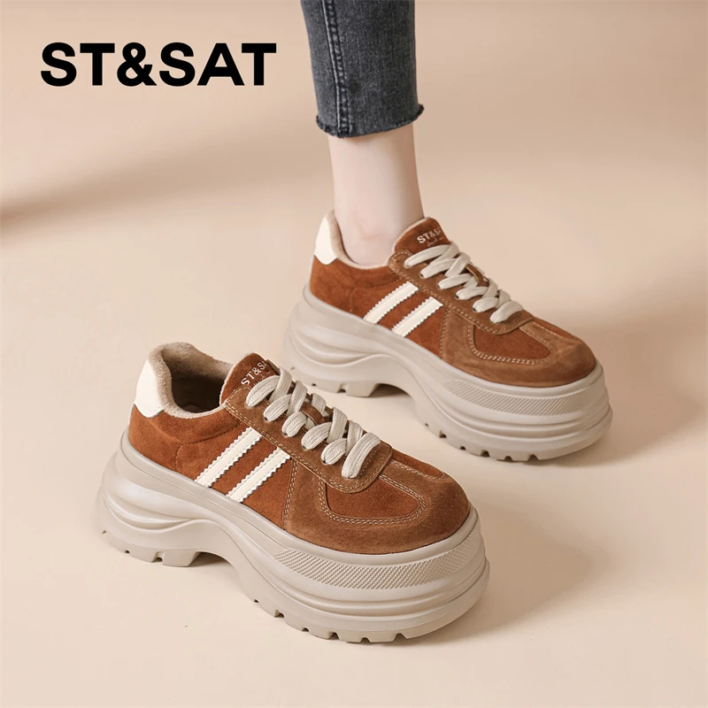 星期六加绒厚底德训鞋女款2025新款冬季保暖小个子棉鞋时尚休闲鞋