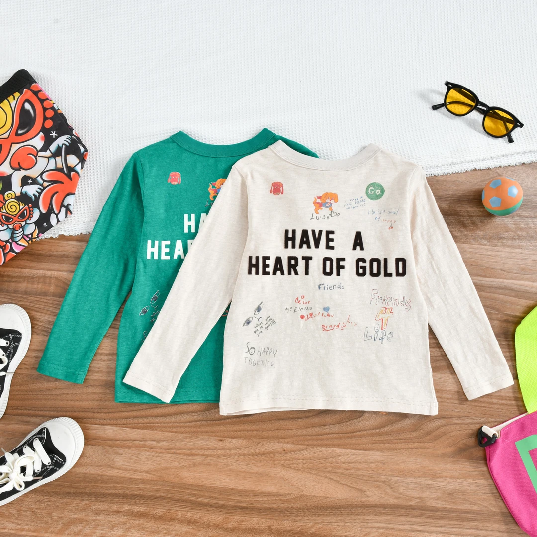 DD中古长袖T恤男女童春秋季圆领打底衫中小童宝宝涂鸦t恤