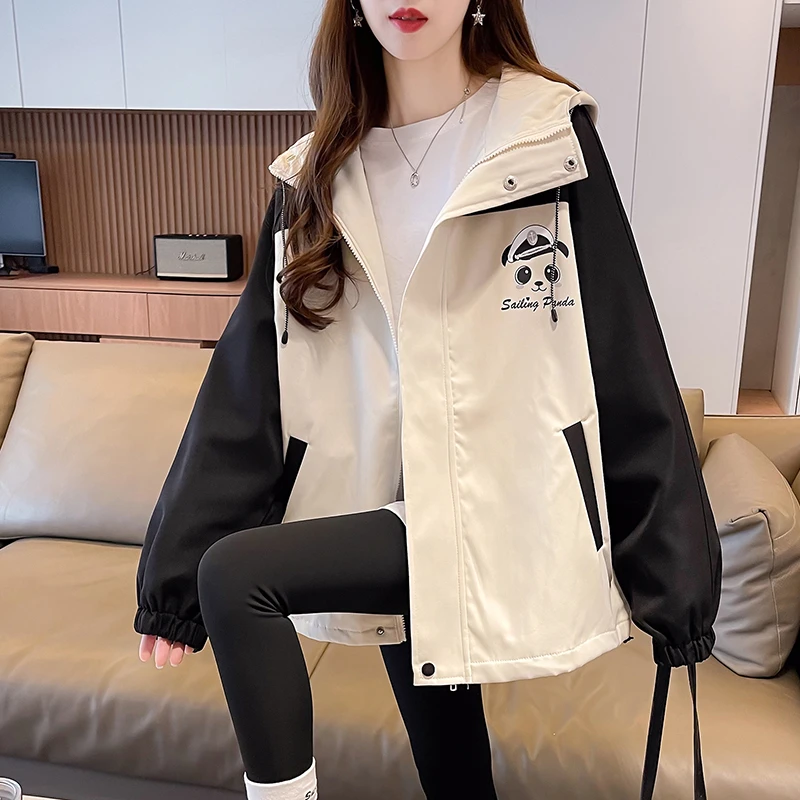 少女大童连帽冲锋衣外套2025春秋新款初高中学生韩版工装风衣夹克