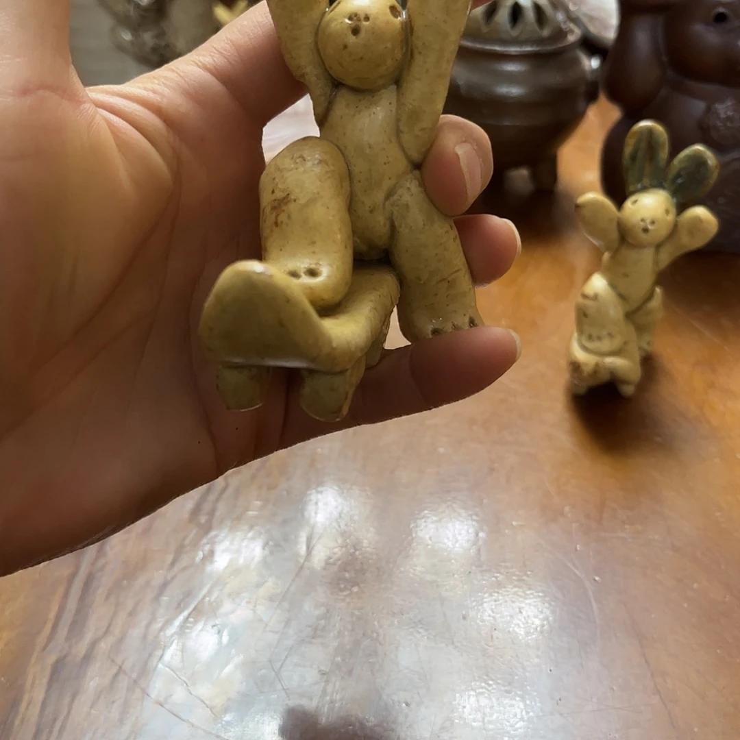 瓷片核*仁兔子摆件好看好看好看