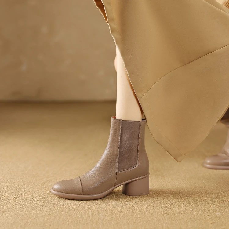 4.5cm 法式气质通勤百搭切尔西靴秋冬韩版小众简约休闲时尚瘦瘦靴