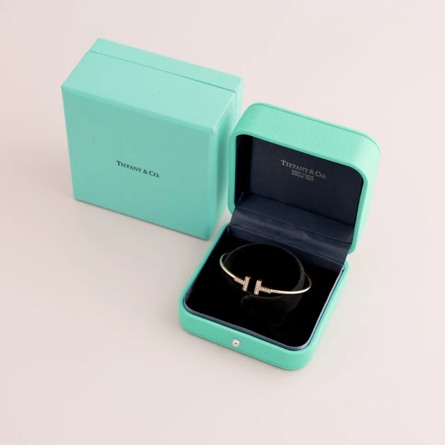 95新 Tiffany & Co./蒂芙尼 双T手镯/腕围15.5cm/4770