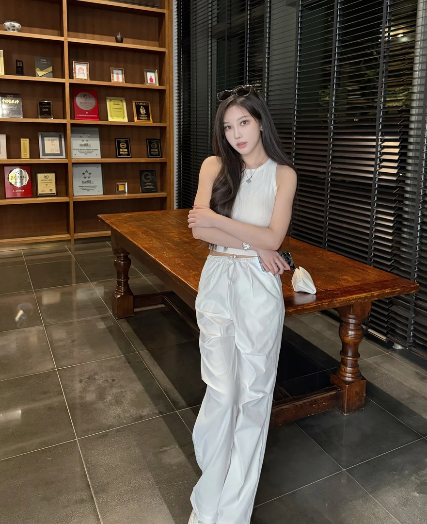 GABBY 美式褶皱宽松阔腿裤休闲裤长裤女L1439