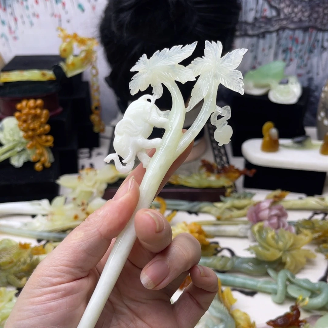 【闪购商品】蛇纹石玉发饰未镶嵌阿*雅