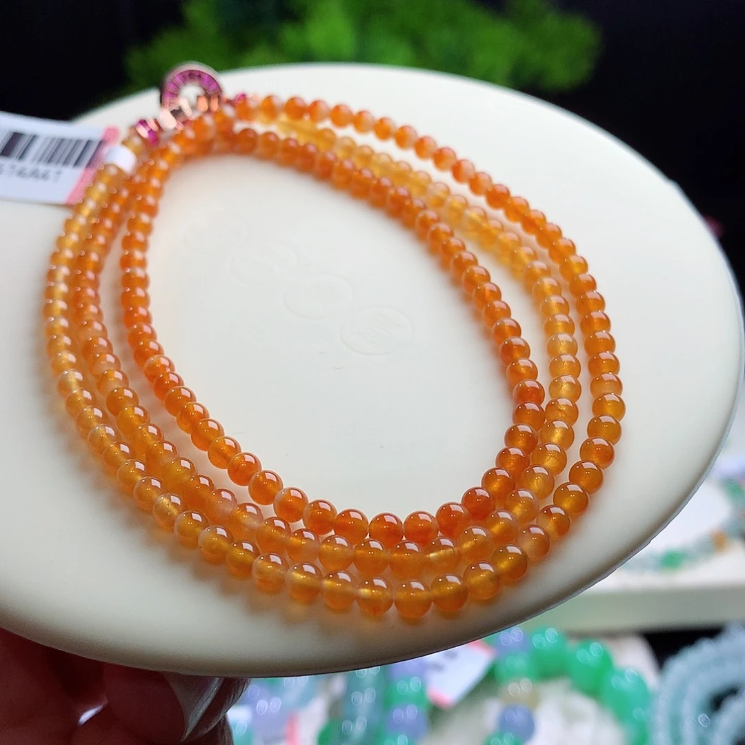 项链未镶嵌翡翠卡3.7mm冰黄翡 强荧光 种色水乳交融！