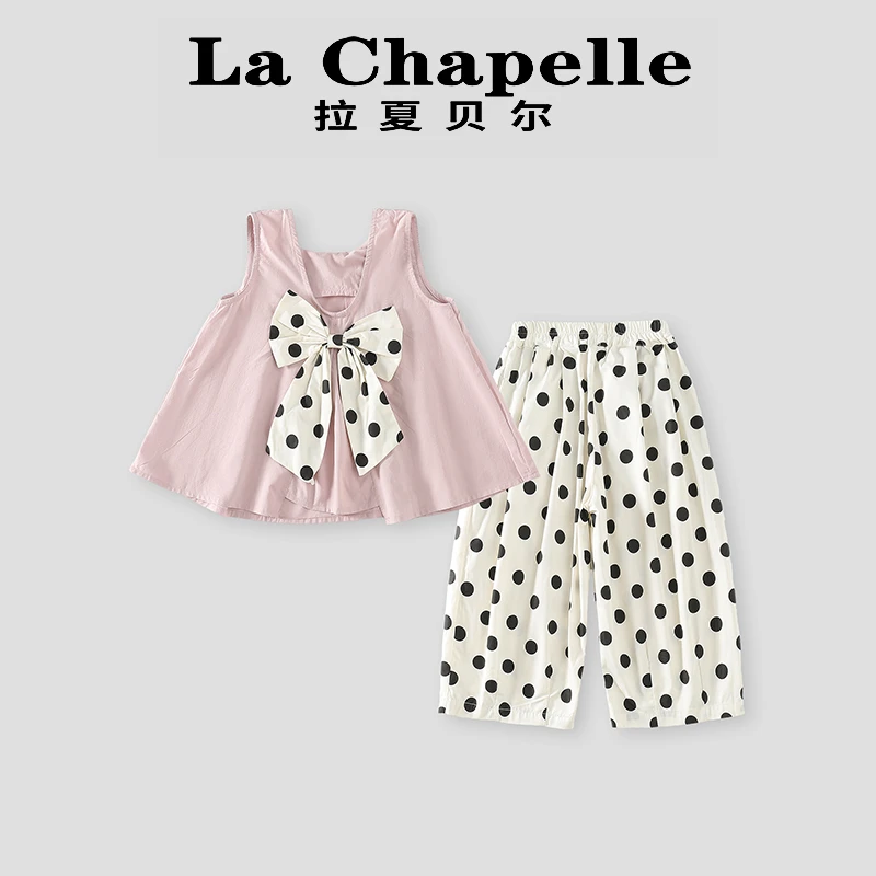 La Chapelle【拉夏贝尔】夏季新款无袖上衣斑点两件套LD150