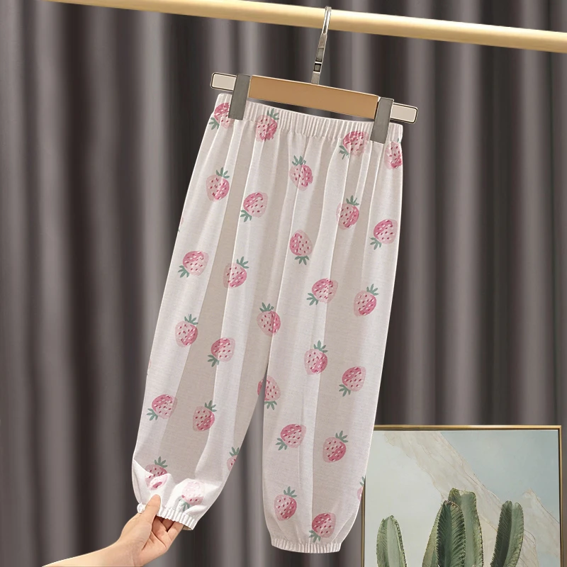 男童冰丝防蚊裤2025夏季薄款卡通印花透气洋气防蚊束脚脚长裤潮款