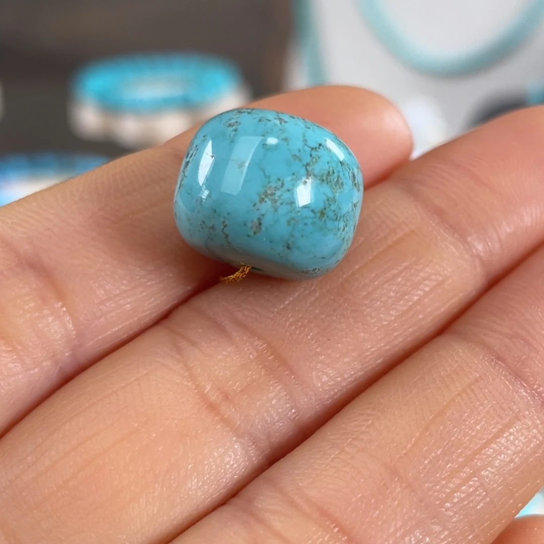 绿松石未镶嵌套链高瓷老型珠15mm