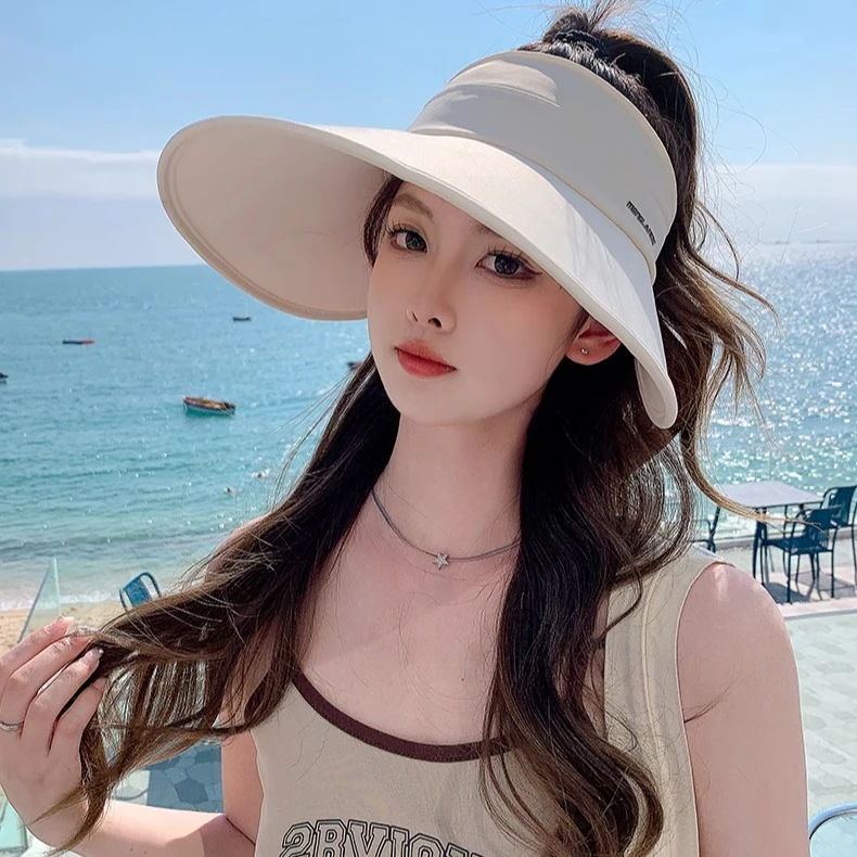 P84919AY空顶防晒帽夏季防紫外线加大帽檐2024新款骑车遮阳帽男女