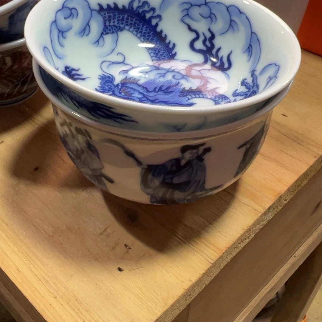 摆件南**孩景德镇青花瓷器