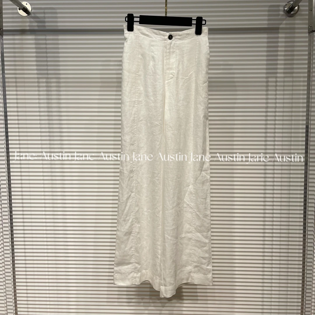 帛与绣┃白露┃ 2025轻奢时尚百搭极简风春季女款亚麻拖地裤