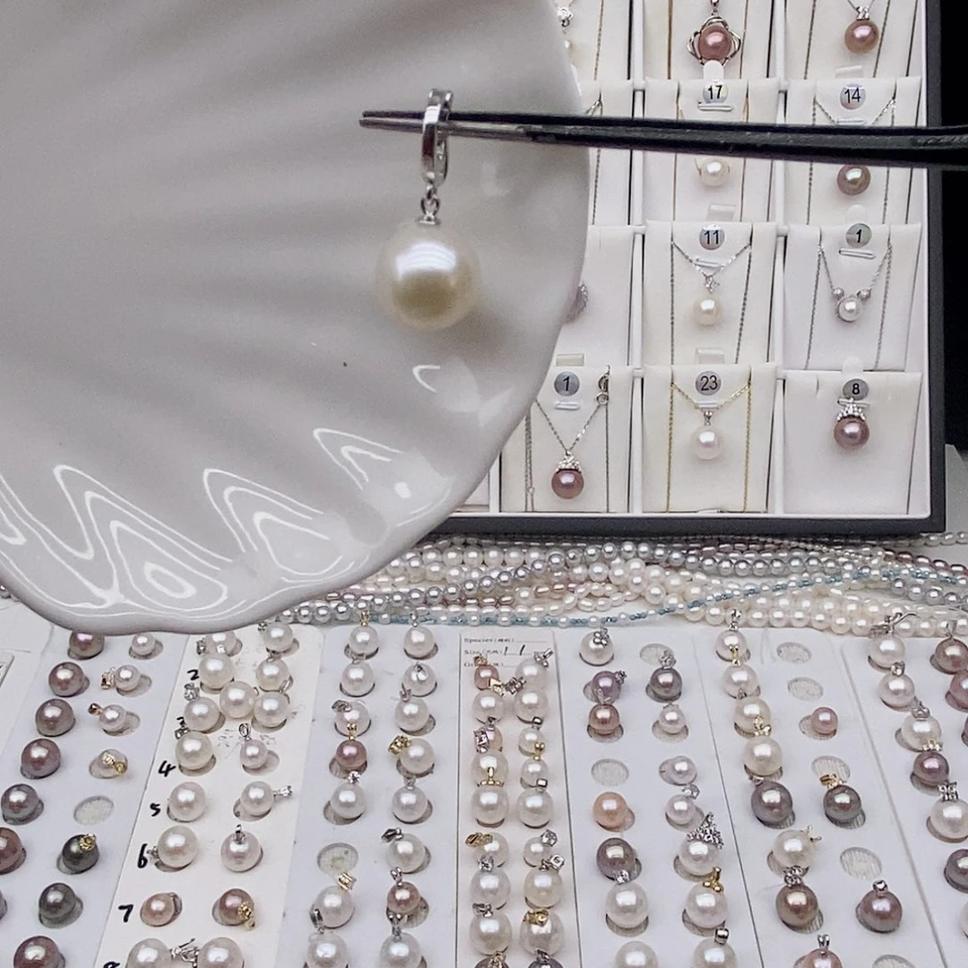 项链淡水珍珠银S925镶嵌