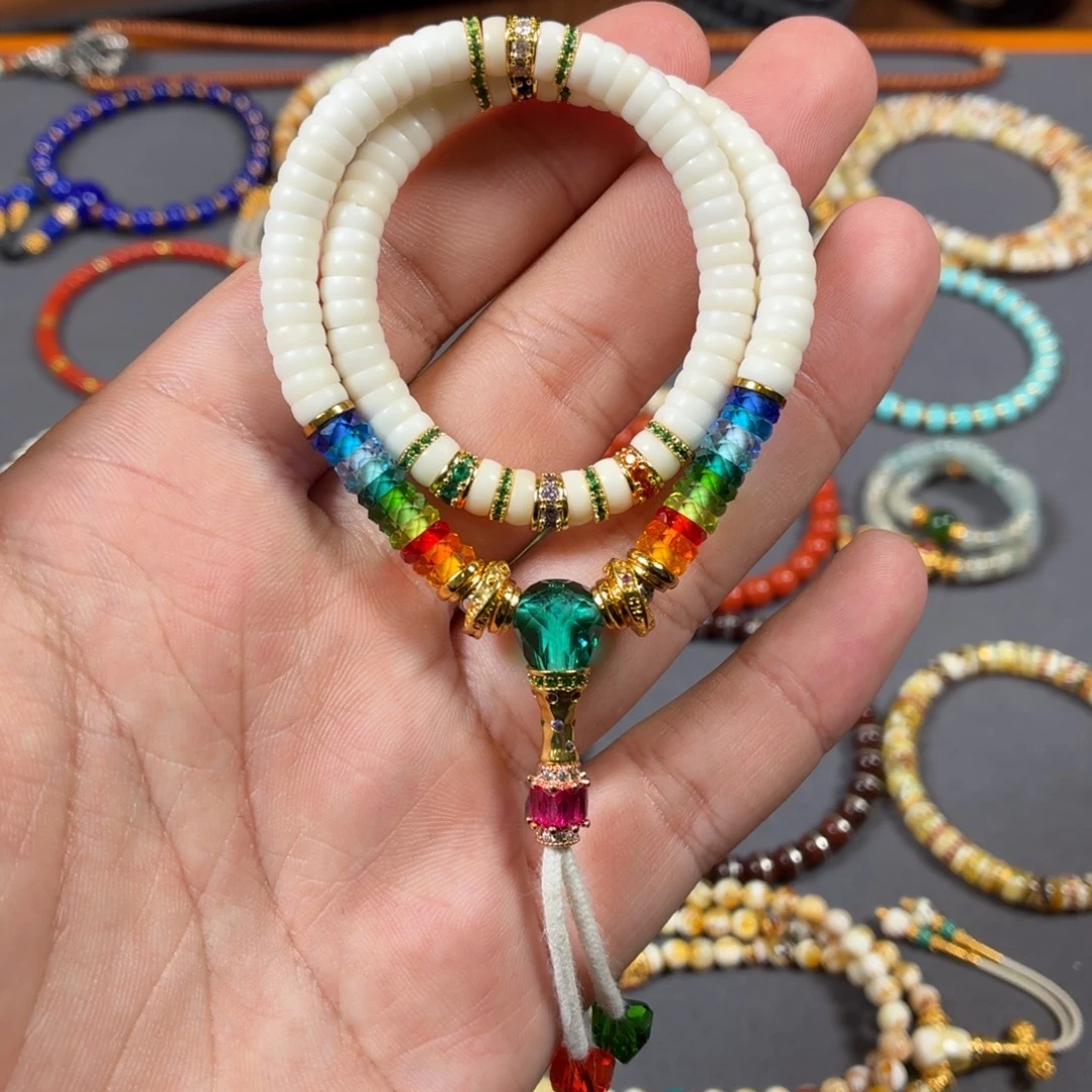 手串白玉菩提白玉菩提彩虹6mm