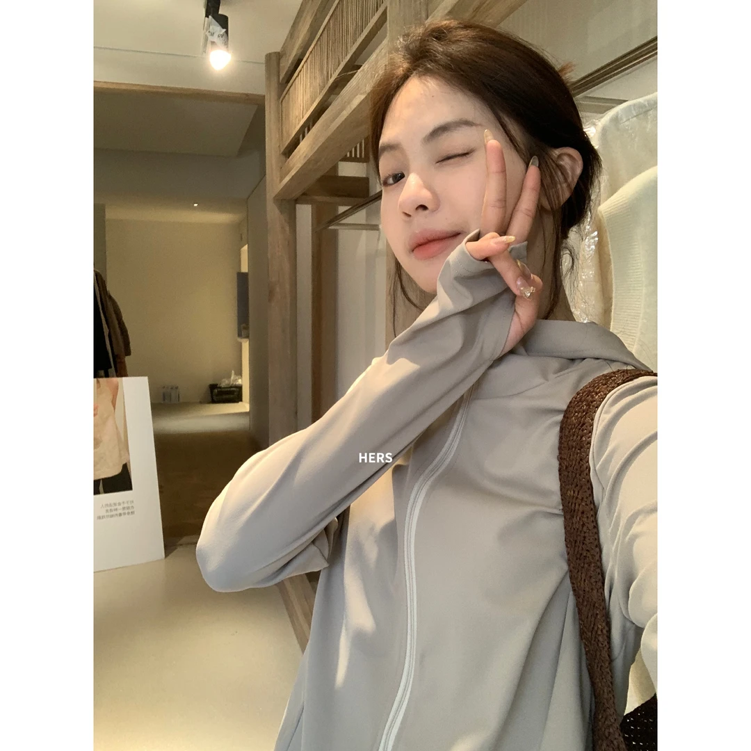 美树【Hers】简约日常通勤户外轻运动连帽瑜伽防晒衫20325#