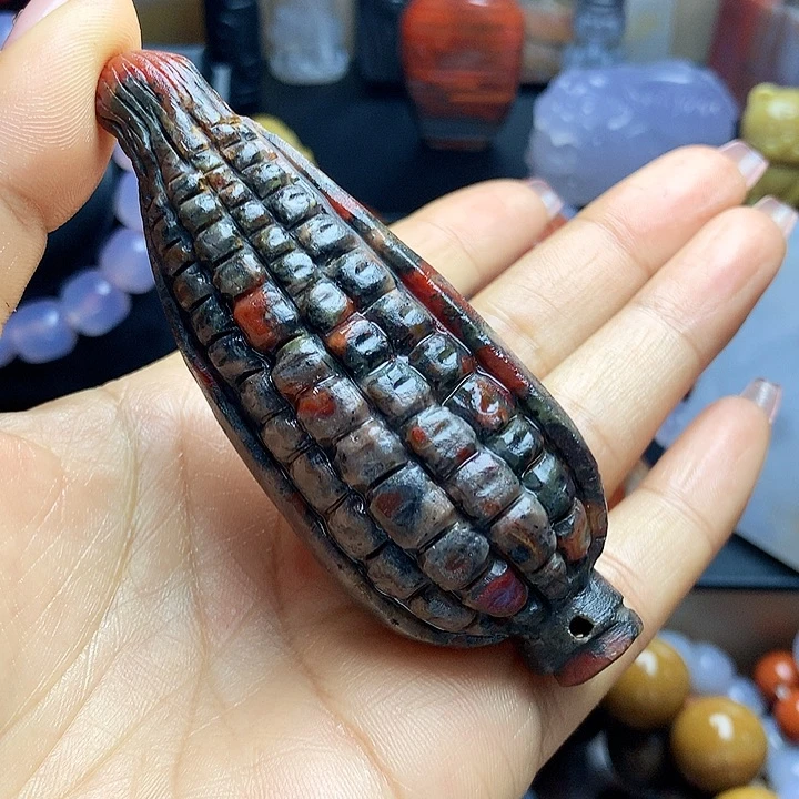 硅化玉未镶嵌吊坠(不含链)玉米手把件