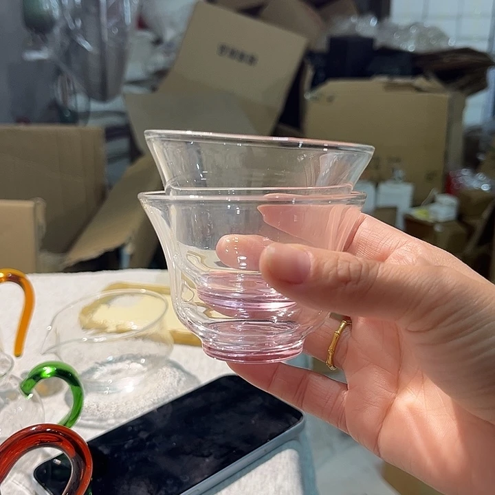 琉璃手工艺品清杯粉底两个