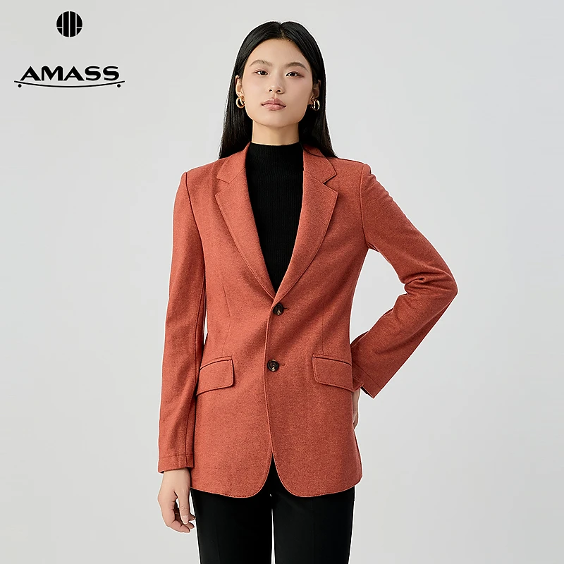 阿玛施AMASS 时尚女装简约休闲百搭高级感绵羊毛西装外套5400823
