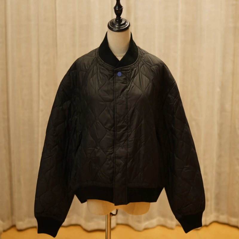 【羽物家】纯色薄款长袖女常规保暖复古菱形棉衣棉服BMLSJW0724110