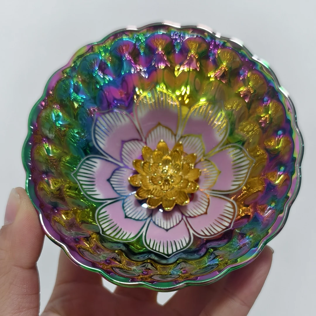 【七彩九瓣粉荷花】喝茶喝水品茗杯陶瓷杯主人杯荷花杯纯手工